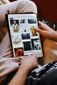 how to create a pin on pinterest - white ipad displaying man in black shirt